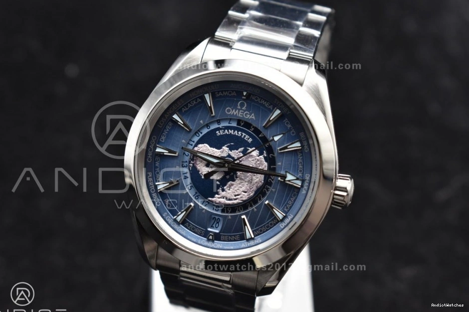 43mm Edition Bracelet VSF A8938 Aqua Terra Summer Stainless Worldtimer Super GMT Clone Best On Dial 1:1 Blue UrbanStyle 518 0721